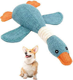 Produktbild von REDOM Tierkuscheltier Quietschendes Gänse Kauspielzeug Plüschtier Haustierspielzeug, Plüschgans Zahnpflege Beschäftigungsspielzeug (1-tlg) 32cm Kuschel- und Kauspielzeug für Welpen kleine und mittelgroße Hunde