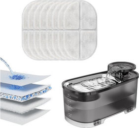 Produktbild von REDOM Trinkbrunnen Katzentrinkbrunnen mit Filtersystem Edelstahl-Einsatz 0 l, 8 Stück Originalfilter Katzen Trinkbrunnenfilter 3-Schicht-System