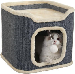 Produktbild von Reelyo Katzenschlafsack für Katzen, Doppel-Katzenhaus, Katzenschlafsack für Katzen, für Hunde und Katzen, für drinnen und draußen, kalt, Thermo, für kleine Haustiere, Winter, Haus, Haus, graue
