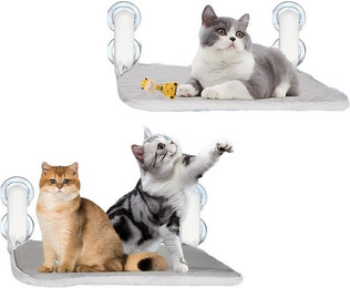 Produktbild von Refined Living Katzen-Hängematte Fensterhängematte Katze, Katzenfensterliege,Katzenhängematte Saugnäpfe, 60,5L x 30B x 17,5H cm, faltbares Katzenbett, Katzenfensterbank Hängematte, mit 4 stabilen Saugnäpfen, Fensterliege Katze, Kletterleiter Katzen, Katze