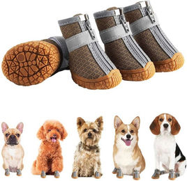 Produktbild von Refttenw Pfotenschutz Hundeschuhe Pfotenschutz Outdoor mit Reflektorstreifen Klettverschluss, Atmungsaktive, Anti-Rutsch, Sanddichtem, für kleine & mittlere Hunde