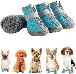 Produktbild von Refttenw Pfotenschutz Hundeschuhe Pfotenschutz Outdoor mit Reflektorstreifen Klettverschluss, Atmungsaktive, Anti-Rutsch, Sanddichtem, für kleine & mittlere Hunde