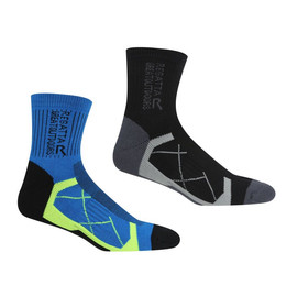 Produktbild von Regatta Herren Wandersocken Outdoor 2er-Pack Blau/Grau 39-42