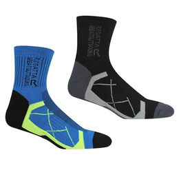 Regatta Herren Wandersocken Outdoor 2er-Pack Schwarz/Blau 43-47 – Bild 1 von 7