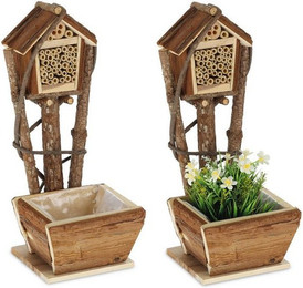 Produktbild von Relaxdays Bienenhotel mit Blumentopf 2er Set