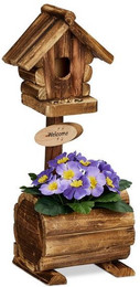 Produktbild von Relaxdays Deko Vogelhaus mit Blumentopf aus Tannenholz