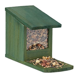 Produktbild von relaxdays Eichhörnchen Futterhaus zum Stellen Dunkelgrün