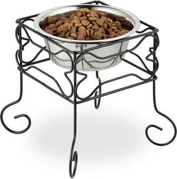 Produktbild von relaxdays Erhöhter Hundenapf aus Eisen und Edelstahl - 1,5 l