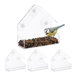 Produktbild von Relaxdays Fenster-Vogelfutterhaus 4er Set