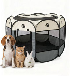 relaxdays Freigehege Faltbarer Welpenauslauf indoor & outdoor, L – Bild 1 von 5