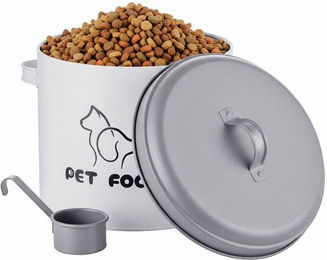 relaxdays Futterbehälter Futterbox Metall mit Löffel, Eisen, 5 Liter – Bild 1 von 5