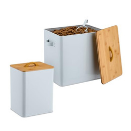 Produktbild von Relaxdays Futterbehälter Futterbox mit Bambusdeckel 2er Set