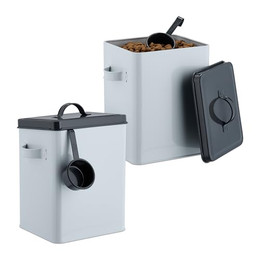 Produktbild von relaxdays Futterbehälter Futterbox mit Löffel 2er Set - 2 x 5,5 l