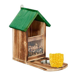 relaxdays Futterspender Eichhörnchen Futterhaus aus Holz – Bild 1 von 8