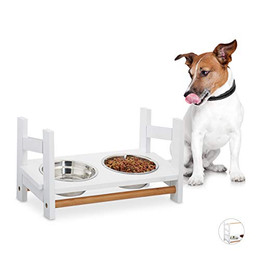 Produktbild von Relaxdays Futterstation für Hunde mit 2 Edelstahl-Näpfen - 500 ml