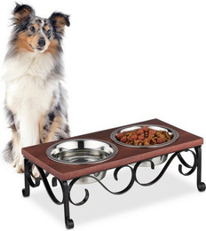 Produktbild von Relaxdays Futterstation für Hunde mit 2 Edelstahlnäpfen - 750 ml