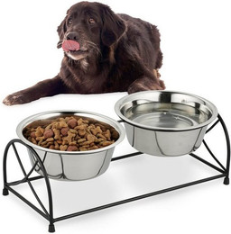 Produktbild von Relaxdays Futterstation mit 2 Edelstahlnäpfen für Hunde - 2,2 l