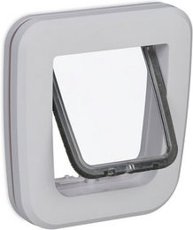 Produktbild von Relaxdays Haustierklappe für Katzen und kleine Hunde, abschließbar, weiß