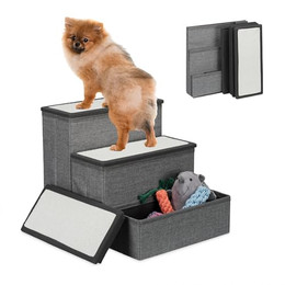 Produktbild von relaxdays Haustiertreppe Faltbare Hundetreppe 3 Stufen