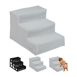 Produktbild von Relaxdays Haustiertreppe Hundetreppe 3 Stufen Grau