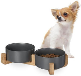 Produktbild von Relaxdays Hunde Napfbar Keramik mit Bambusgestell - 1 Stk.