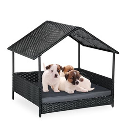 Produktbild von Relaxdays Hundeliege mit Dach aus Polyrattan