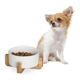 Produktbild von Relaxdays Hundenapf Keramik mit Bambusgestell - 850 ml