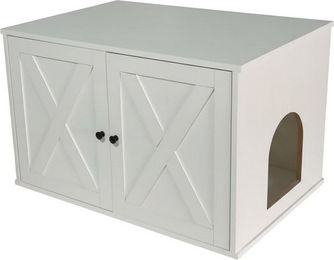 relaxdays Indoorhütte Katzenschrank für Katzenklo, weiß – Bild 1 von 5