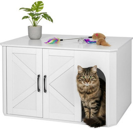 Produktbild von relaxdays Indoorhütte Katzenschrank für Katzenklo, weiß