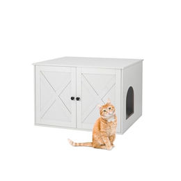 Produktbild von relaxdays Indoorhütte Katzenschrank für Katzenklo, weiß