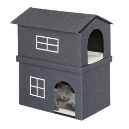 Produktbild von Relaxdays Katzenhaus aus Stoff mit 2 Etagen
