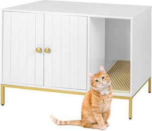 Produktbild von relaxdays Katzenhaus Katzenschrank für Katzenklo, Weiß/Gold
