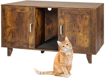 Produktbild von relaxdays Katzenhaus XXL Katzenschrank für Katzenklo, Vintagebraun