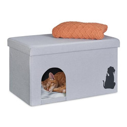 Produktbild von Relaxdays Katzenhöhle faltbar mit Sitzbank und Kissen