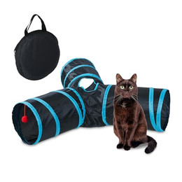Produktbild von relaxdays Kleintiertunnel Faltbarer Katzentunnel 3 Wege Nylon