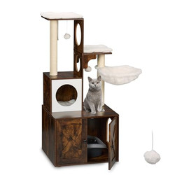 Produktbild von Relaxdays Kratzbaum mit Katzenkloschrank Industrial