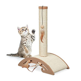Produktbild von Relaxdays Kratzsäule für Katzen mit Sisalstamm und Spielzeug