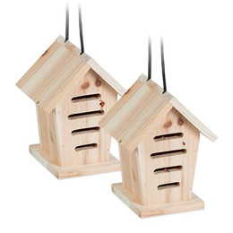 Produktbild von Relaxdays Marienkäferhaus 2er Set aus unbehandeltem Holz