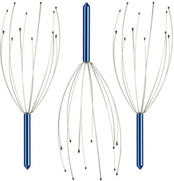 Produktbild von relaxdays Massagebürste Kopfmassagegerät blau