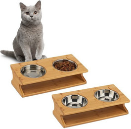 Produktbild von Relaxdays Napfstation 2er Set für Katzen und kleine Hunde - 2 x 300 ml