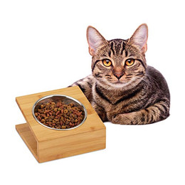 Produktbild von Relaxdays Napfstation für Katzen und kleine Hunde, geneigter Futternapf aus Edelstahl