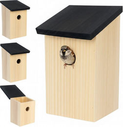 relaxdays Nistkasten 4er Set, schwarz – Bild 1 von 5