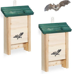 relaxdays Nistkasten Fledermauskasten 2er Set, grün – Bild 1 von 5