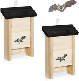 relaxdays Nistkasten Fledermauskasten 2er Set, schwarz – Bild 1 von 5
