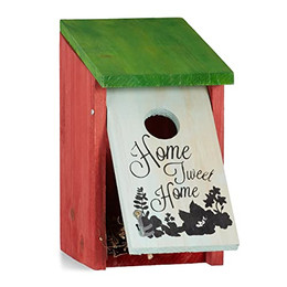 Produktbild von Relaxdays Nistkasten Home Sweet Home, Holz, rotgrün - 1 Stk.