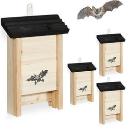 relaxdays Tierhaus Fledermauskasten 4er Set, schwarz – Bild 1 von 5