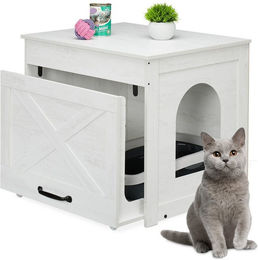 relaxdays Tierhaus Katzenschrank für Katzentoilette, weiß – Bild 1 von 5