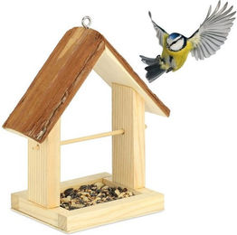Produktbild von Relaxdays Vogelfutterhaus Holz zum Aufhängen