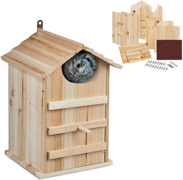 relaxdays Vogelhaus Eulen Nistkasten Bausatz – Bild 1 von 5