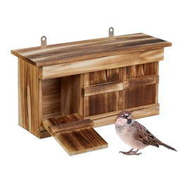 Produktbild von relaxdays Vogelhaus Nistkasten für Spatzen, geflammt